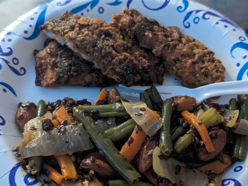 Bee’s Florida Fried Flounder and Almond Veggie Stir-Fry